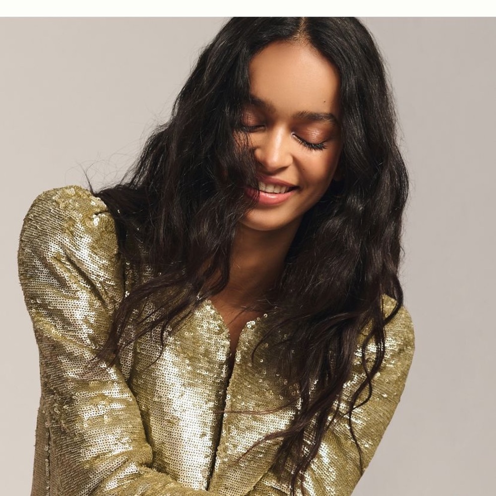 NWT Love the Label Oliver Sequin Jacket Gold XS
